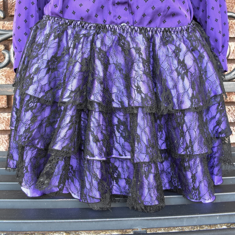Lace Purple Ruffle Skirt
